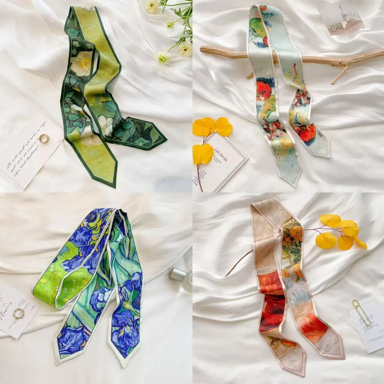 

Luxury Long Decorative Ribbon Tied Hair Silk Scarf Headband Thin Streamer Women's Braided Hair Scarf