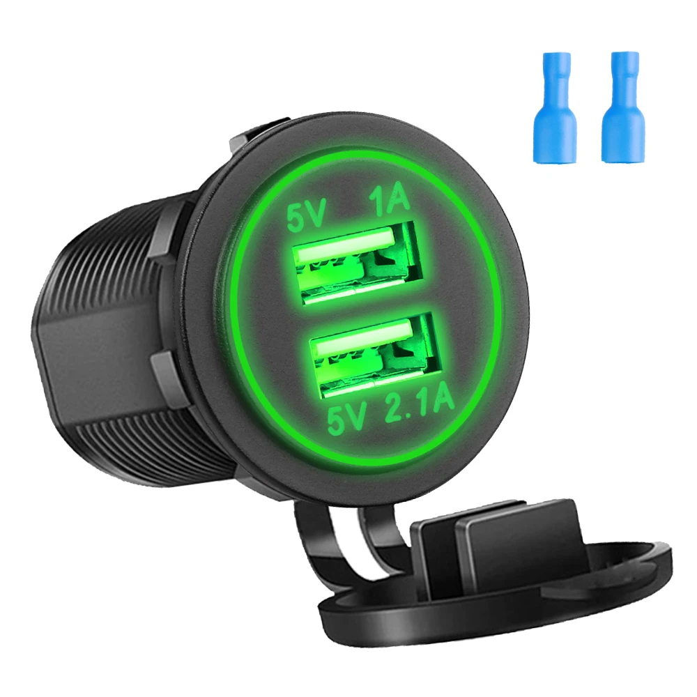 36W Mini Car Charger Lighter Fast Charging 12V 24V Dual USB Car Phone Charger for iPhone Xiaomi Samsung Huawei With Led Light