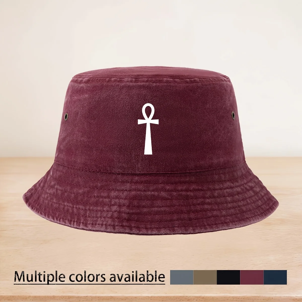 High-Quality Fisherman Hat with Egyptian Ankh Life Symbol Pattern, Individual Casual Style Casual Hat Comfortable Truck Driver F