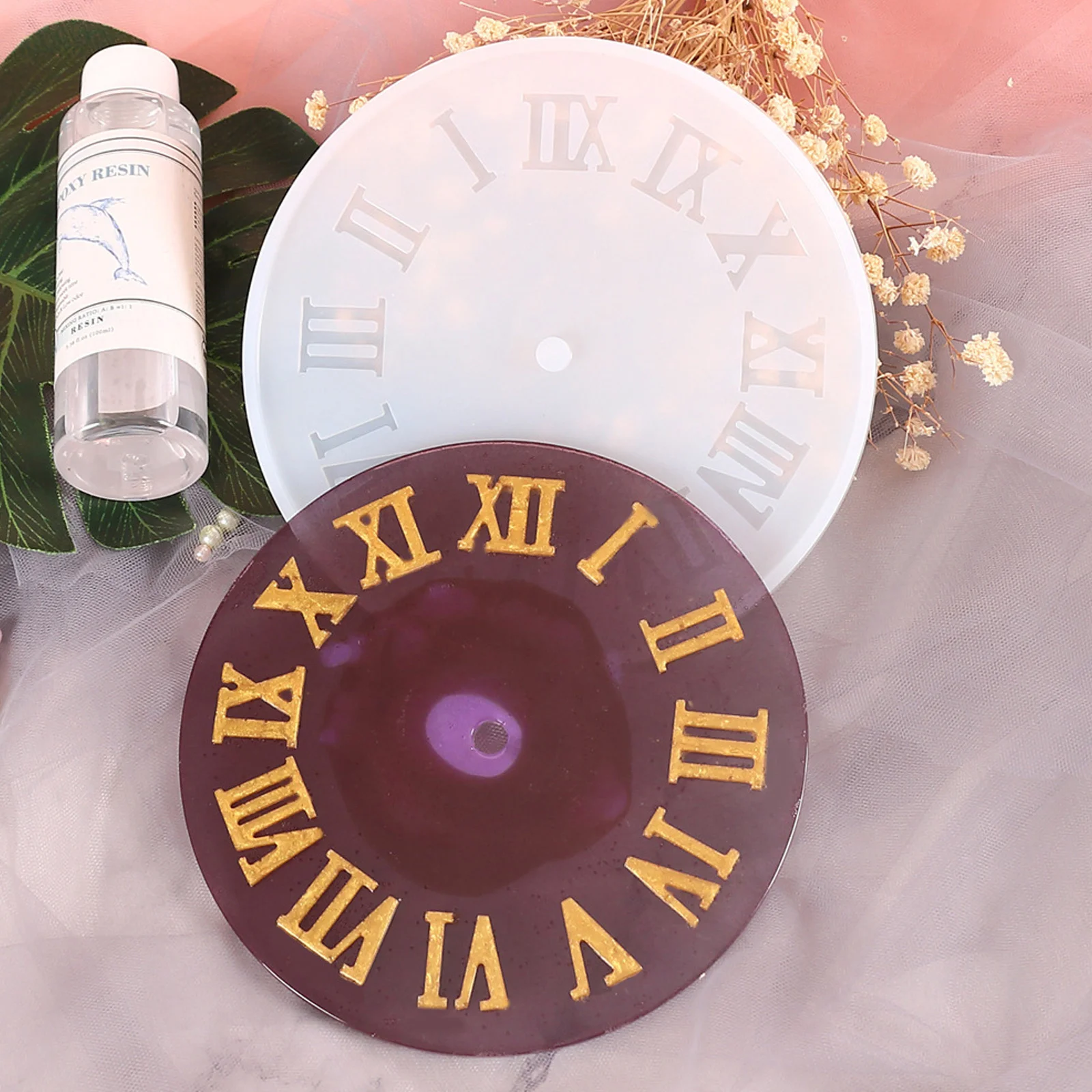 

4Pcs Silicone Clock Mold Arabic Roman Numerals Hollow Digital 12 Hour DIY Molds for Resin Art Craft Accessories Dishwasher Safe