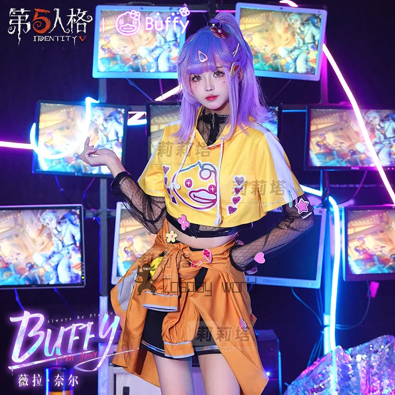 

Костюм для косплея Game Identity V, парфюмерный костюм Vera Nair Buffy, женский милый топ с желтой уткой, брюки, очки, униформа на Хэллоуин и Рождество