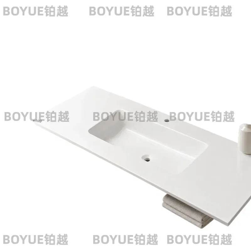 Ceramic Integrated Washbasin 55cm Bathroom Countertop Sink Modern Vanity Basin White Porcelain Lavabo for Home Decor