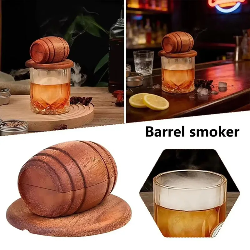 

Wooden Cocktail Smoker Kit Smoking Gun Set with Wood Chips for Drinks Home Bar Mixology Tools for Whiskey Old Fashioned