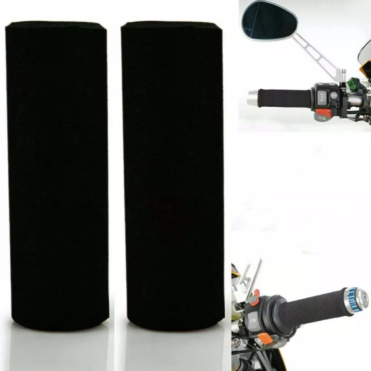 

2PCS Motorcycle Slip-On Grip Covers Motorbike Anti Vibration Handle Bar Foam Comfort Slip Over Grips