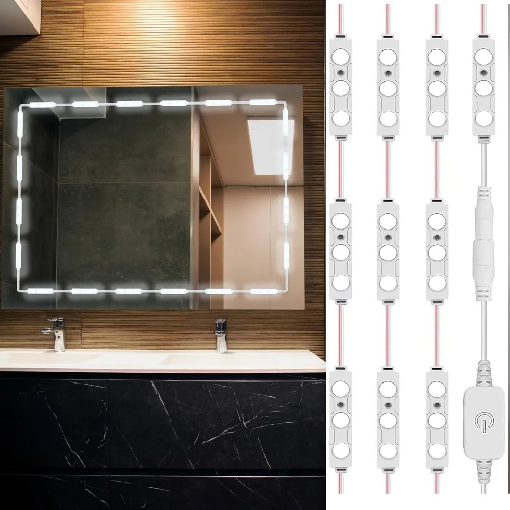 

Mirror light, 10 foot LED makeup mirror light, dimmable ultra bright white touch light strip, suitable for makeup