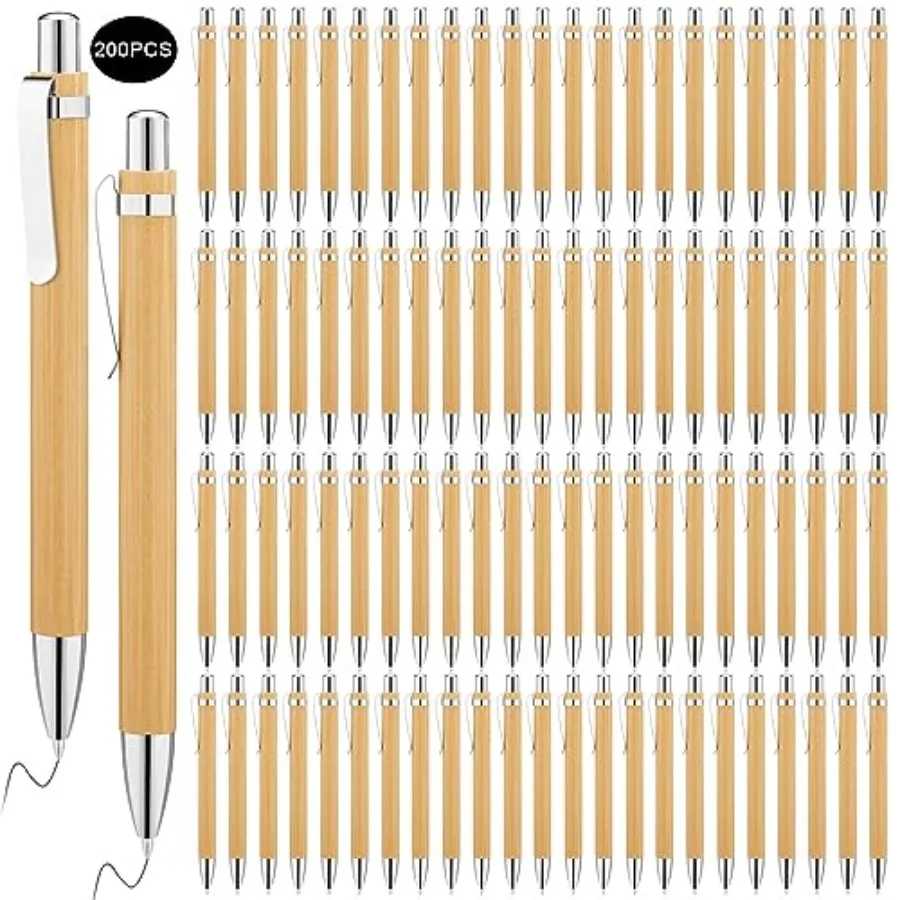 

Pcs Bamboo Ballpoint Pens Wooden Retractable Ballpoint Pen Black Ink 1mm Pen Sustainable Stylish Practical Widely Applicable