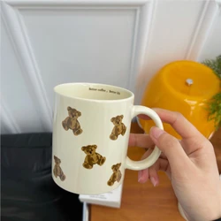301-400ml Breakfast Drink Coffee Tea Milk Cups Teddy Bear Pattern Large Ceramic Mugs Office Kitchen Tableware Drinkware Gifts