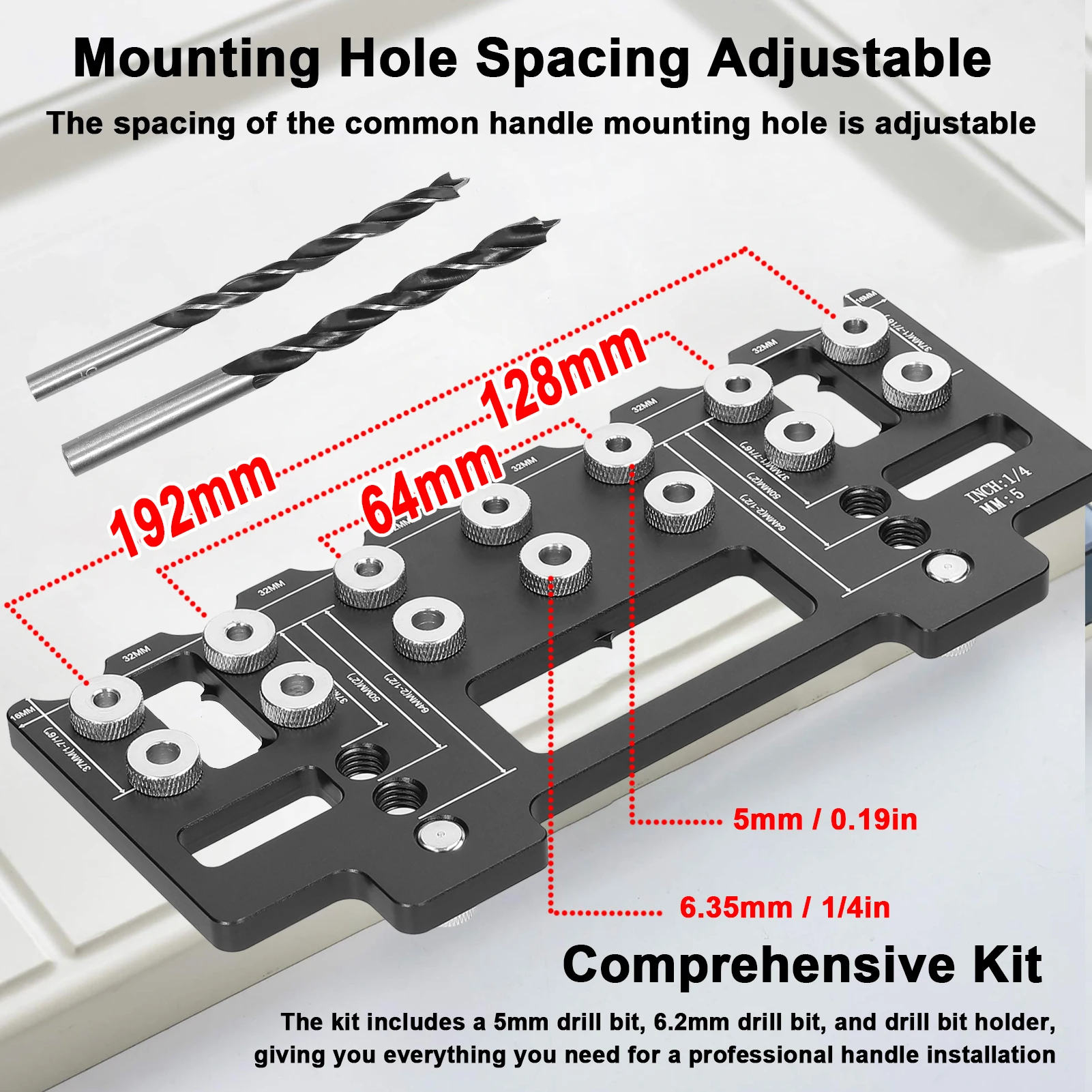 

Holes Punch Locator Aluminum Alloy Cabinet Handle Hardware Jig Shelf Pin Drill Guide Hole Opener