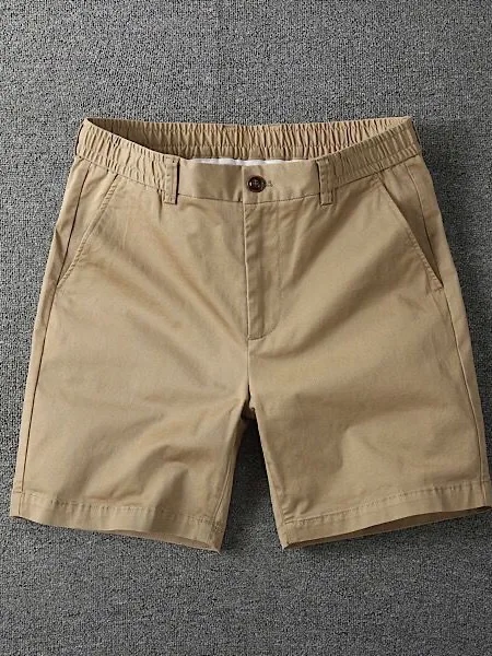 

Summer Thin Men's Casual Sports Shorts Trendy Elastic Waist Elastic Beach Pants Khaki Straight Leg Cotton Shorts for Men