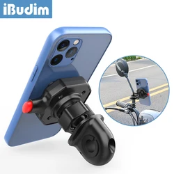 iBudim Motorcycle Rear View Mirror Phone Mount Universal Scooter Electric Bike Security Quick Lock Mobile Phone Holder Stand