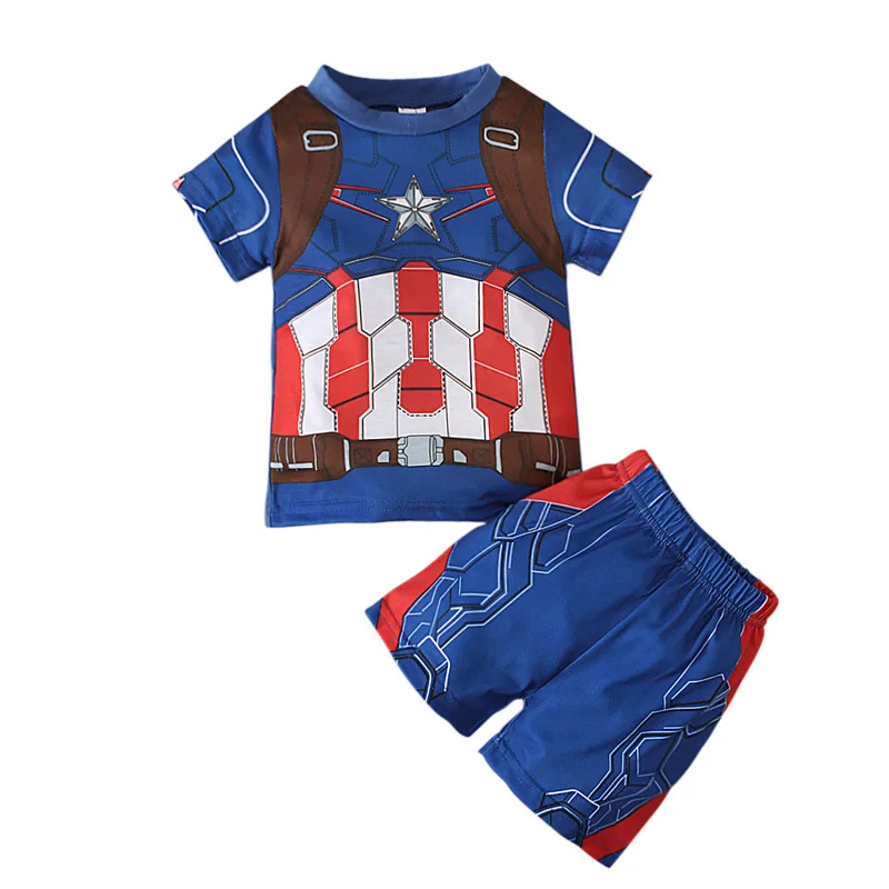 

2026 Summer New Boys Girls The Pajamas Set SpiderMan Short Sleeve Suit Cotton Cartoon Sleepwear Childrens Sets