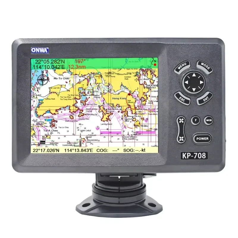 ONWA KP-708 7 Inch Marine GPS Chart Plotter NMEA 0183 Boat Navigation System Fish Finder Map Display for Yacht Fishing