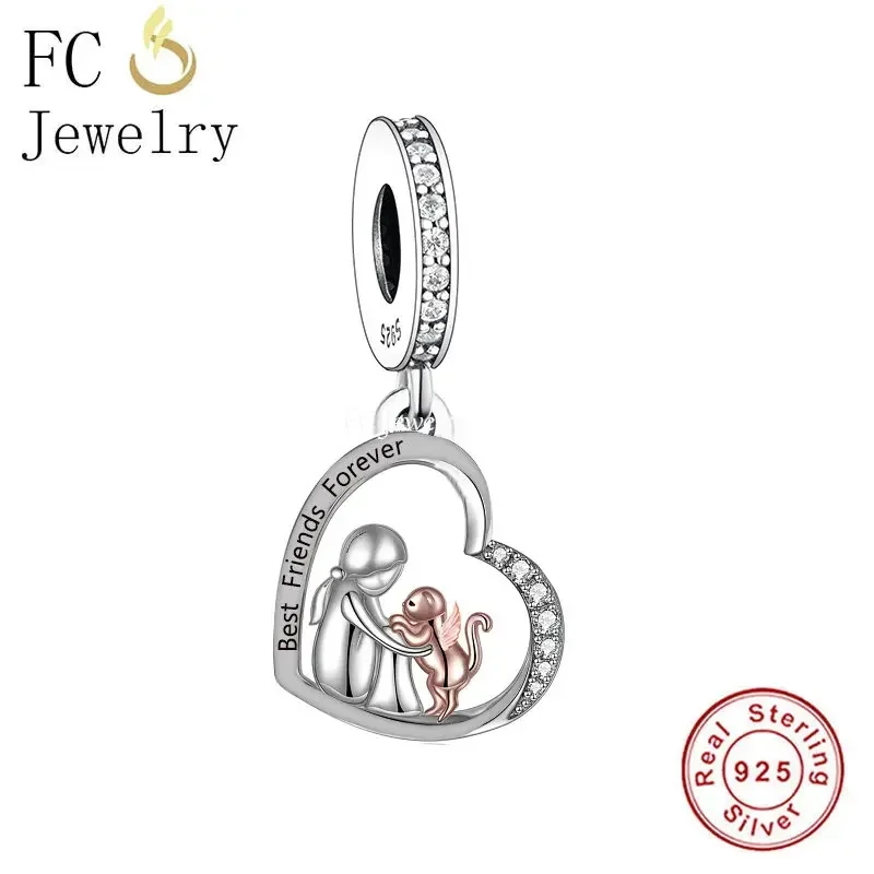 Fit Original Pan Charm Bracelet Authentic 925 Sterling Silver Girl and Angel Cat Bead For Making Women Berloque 2024 DIY