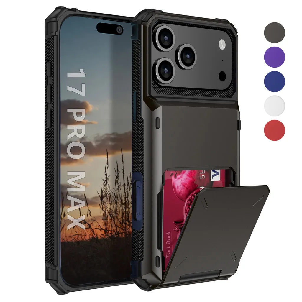 

Business Men Wallet Hidden 5 Card Holder Case For IPhone 17 Air 16 15 14 Plus 13 Pro Max Heavy Duty Dual Layer Protect Cover