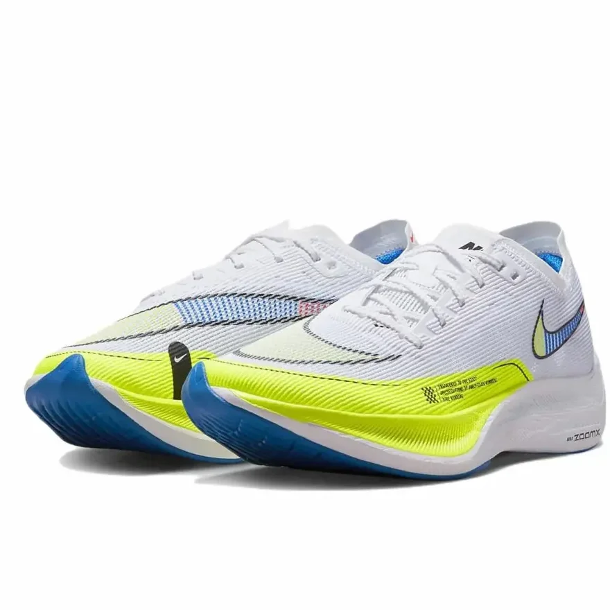 Nike ZoomX Vaporfly Next% 2 Confortável e versátil tênis de corrida de maratona com placa de carbono de comprimento total masculino branco e ye