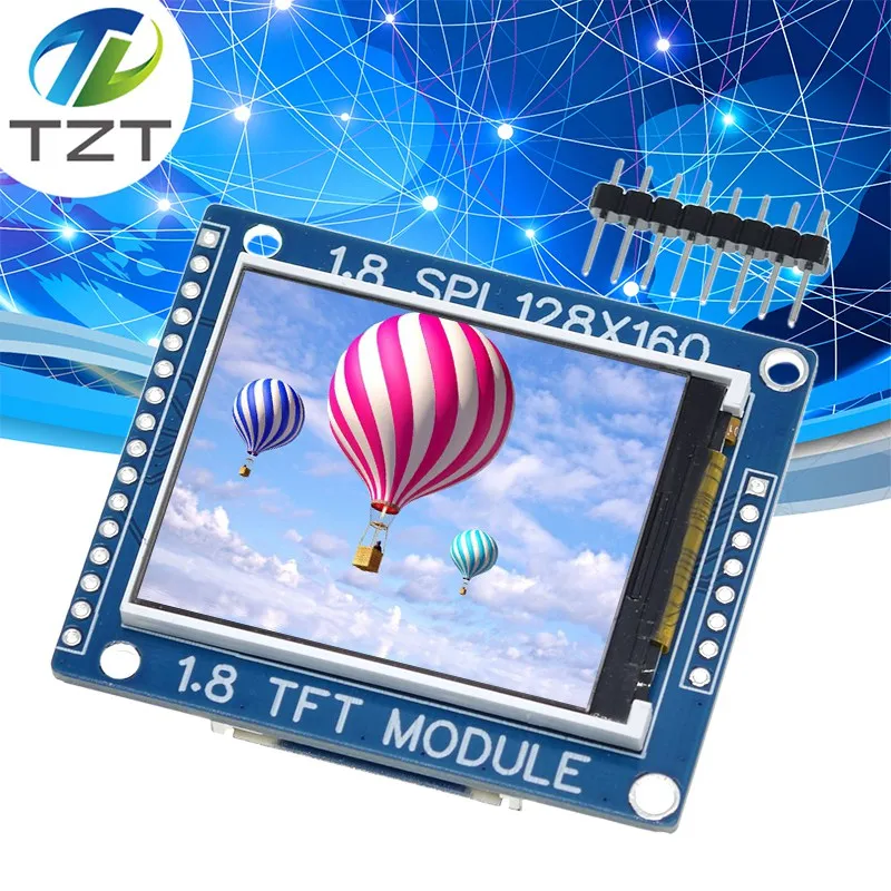 

1,8-дюймовый последовательный SPI TFT ЖК-модуль, адаптер печатной платы дисплея IC 128x160, матричный 3,3 В, 5 В, ввода-вывода, Cmmpatible LCD1602 для Arduino