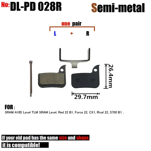 Imagen 2 del producto Pastillas de freno de disco de bicicleta DELT para SRAM AVID nivel rojo 22 B1 Force 22 CX1 Rival 22 S700 ETAP pieza de pinza