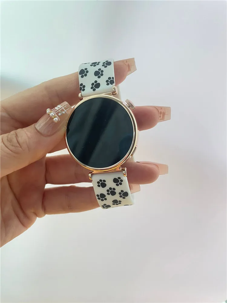 레오파드 무늬 귀여운 실리콘 시계 밴드, 화웨이 GT4 GT3 GT2 스마트 교체 스트랩, 41mm, 46mm GT3pro 용, 18mm, 20mm, 22mm