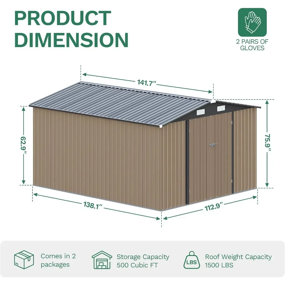 New Upgrade US Shipping Heavy Duty Metal Storage Shed Tool Shed Garden Backyard Patio with Lockable Door Sloping Roof B