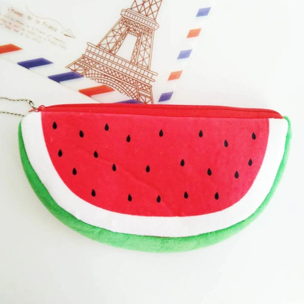 Cute Fruit Watermelon Cactus Plush Pencil Case Cosmetic Bag Pen Box for Girls Gift Stationery Pouch School Office Supplies