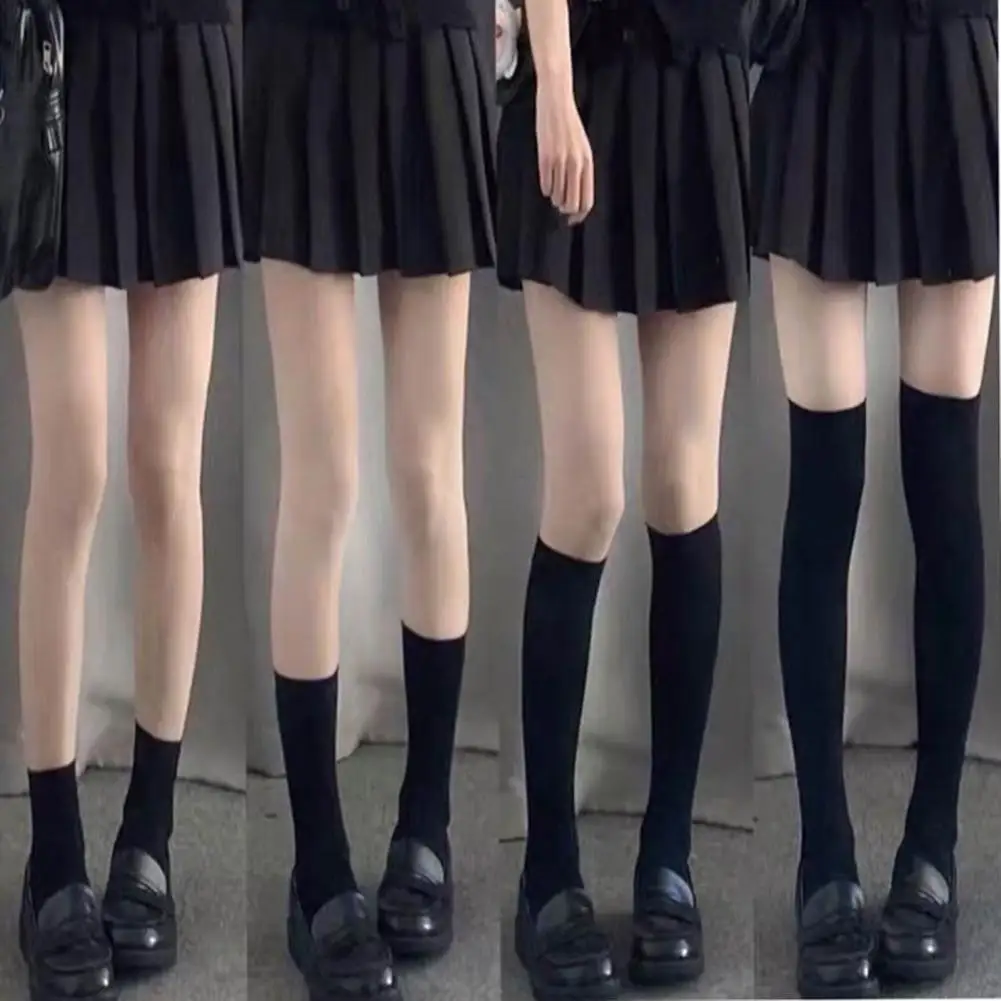 1 Pair Women Long Socks Lolita Calf Socks Match Skirt Over Knee Japanese College Style Mid Tube Socks Cosplay Clothing 송아지 양말