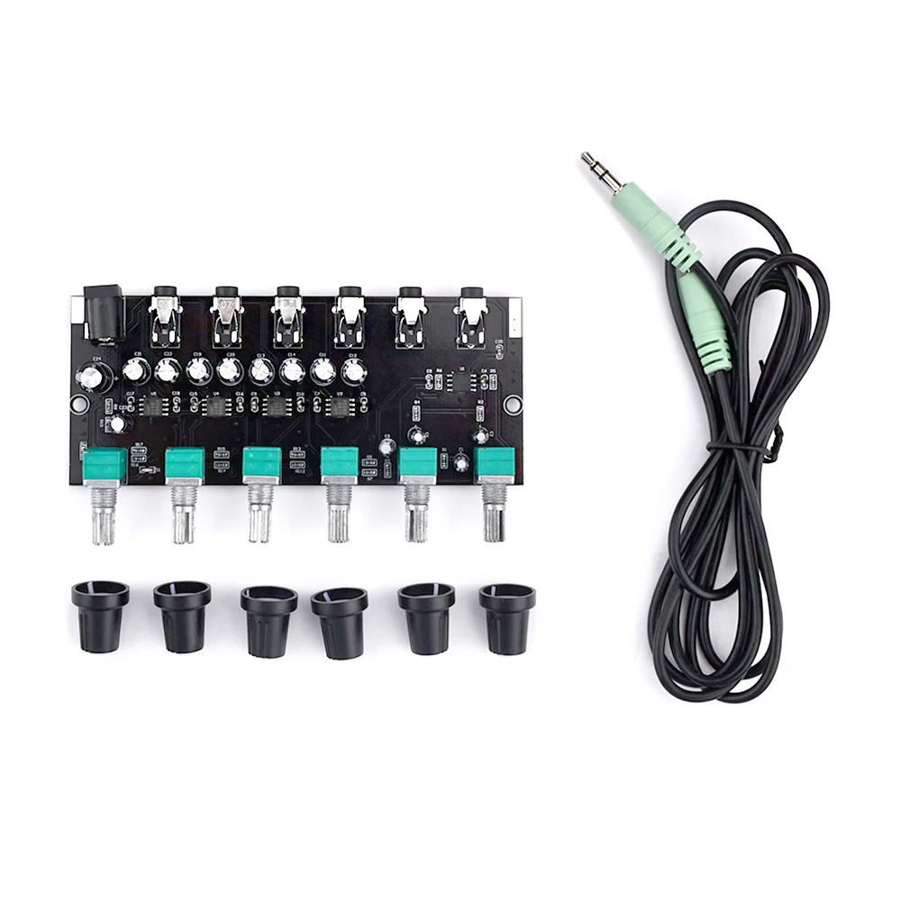 DIYMORE Stereo Audio Signal Mixer Board Headphone Driver Power Amplifiers Mixer Distributor 3.5MM 2 Way Input 4 Way Output