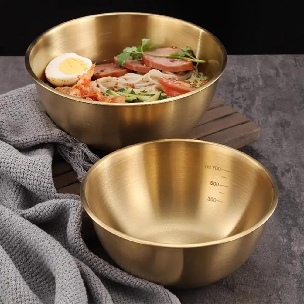 Tazón para ensalada de acero inoxidable plateado de 17 cm, 1/2 piezas, para arroz, fideos, lamian, utensilio de cocina, contenedor de alimentos, herramienta doméstica