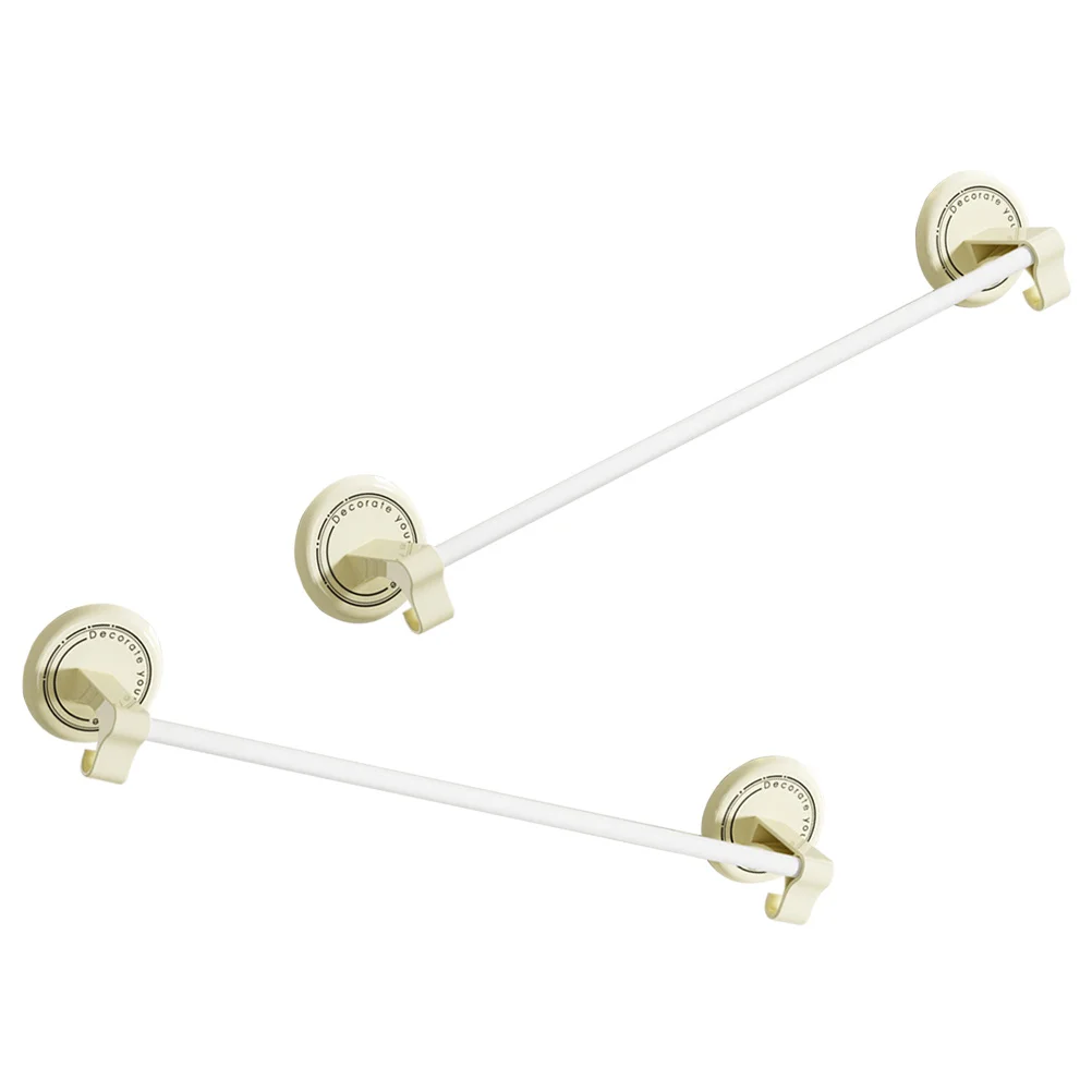 

2Pcs Bathroom Wall Mounted Towel Rack Iron Tube ABS Punch Towel Holder Kitchen Space Saving Organizer