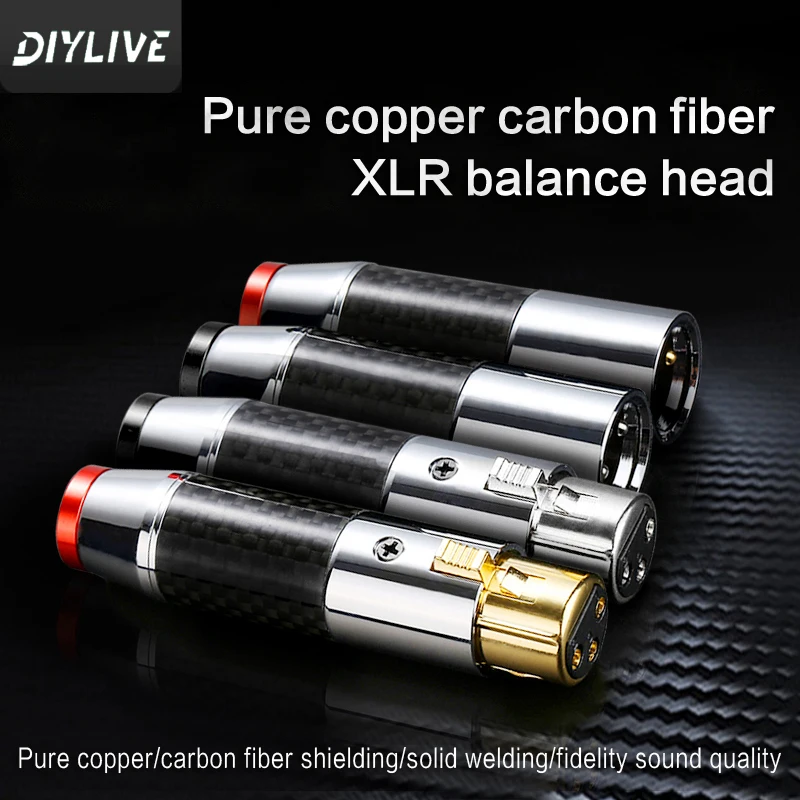 Carbon fiber head copper plated power amplifier signal head carnon head audio balance line XLR male female connector plug