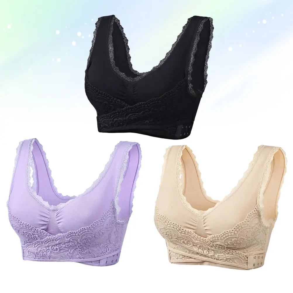 3Pcs Bra for Women No Steel Ring Soft Front Closure Shape Maintaining Lingerie Underwear Set