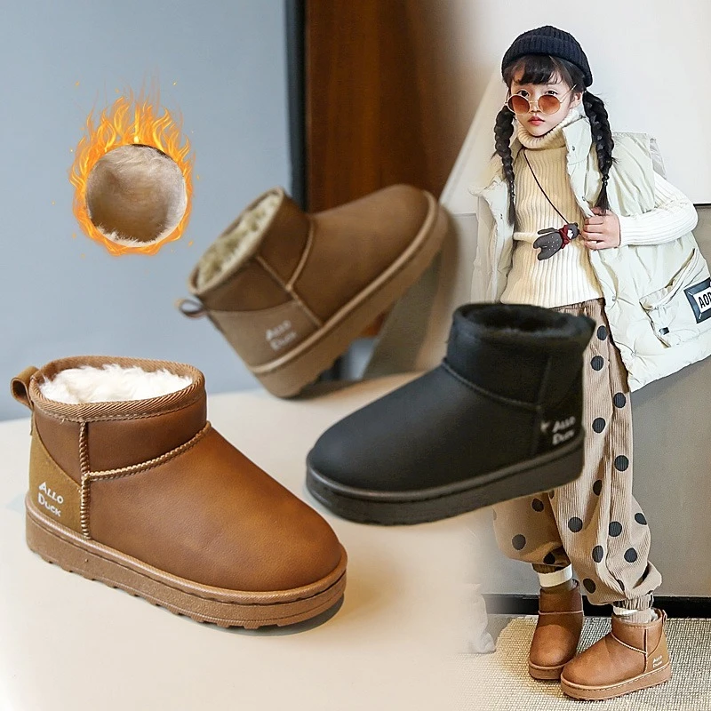 

Kids Warm Boots Suede Warm Round Toes Children Plush Boots Comfortable 2025 Winter New Girls Princess Boots Soft Bottom Sweet