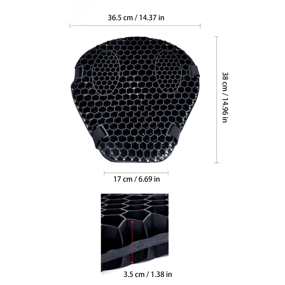 Almofada do assento do gel da motocicleta, 3D Honeycomb Shock-Absorbing, material duro é compressivo, não-quebra, não-endurecimento, 1pc