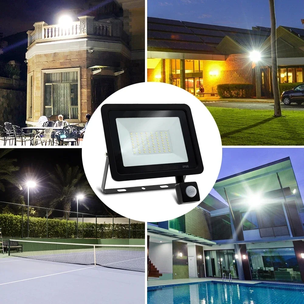 LED Flood Light with Motion Sensor Outdoor Lighting 100W 50W Waterproof Reflector Floodlight Lamp LED Spotlight Garden Garage