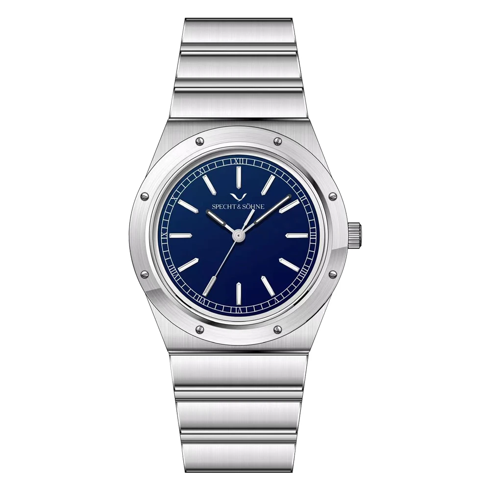 2025 جديد جودة عالية Specht & Söhne ساعة كوارتز فاخرة للرجال اللون الأزرق اليابان VH31 Movt ساعة يد رياضية 50 متر مقاوم للماء