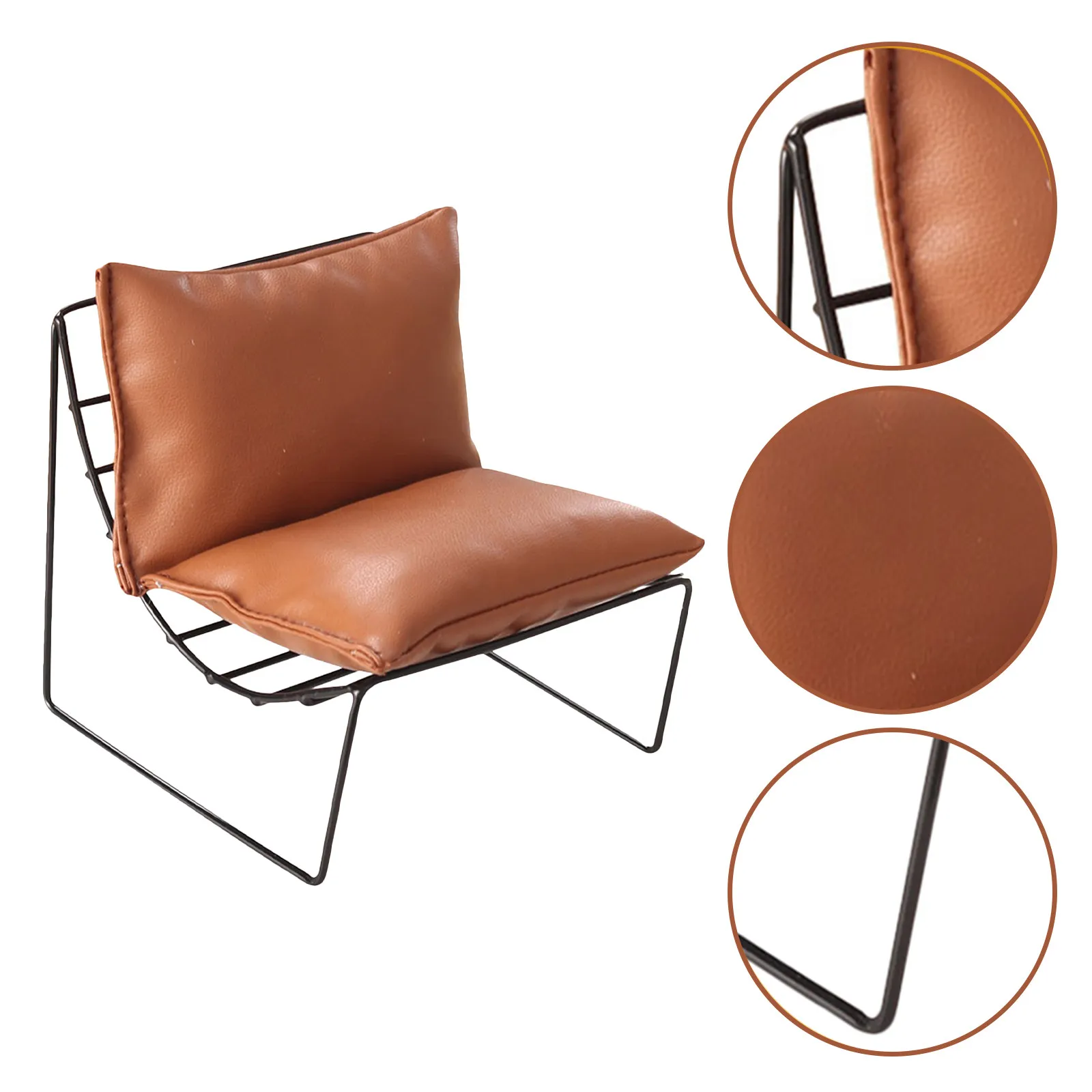 

Premium Miniature Chair for Miniature House Decoration Alloy Frame Seat Tiny Room Accent Dollhouse Furniture Accessory