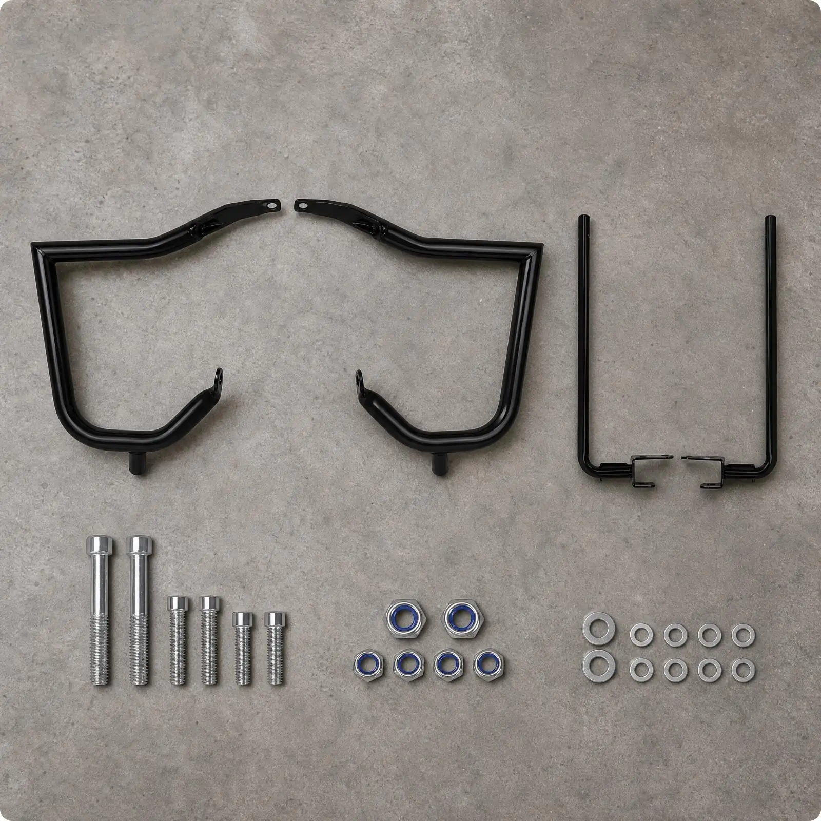 Black Aluminum Motorcycle Crash Bar Impact Absorbing Guard Bar with Mounting Bracket for Bike