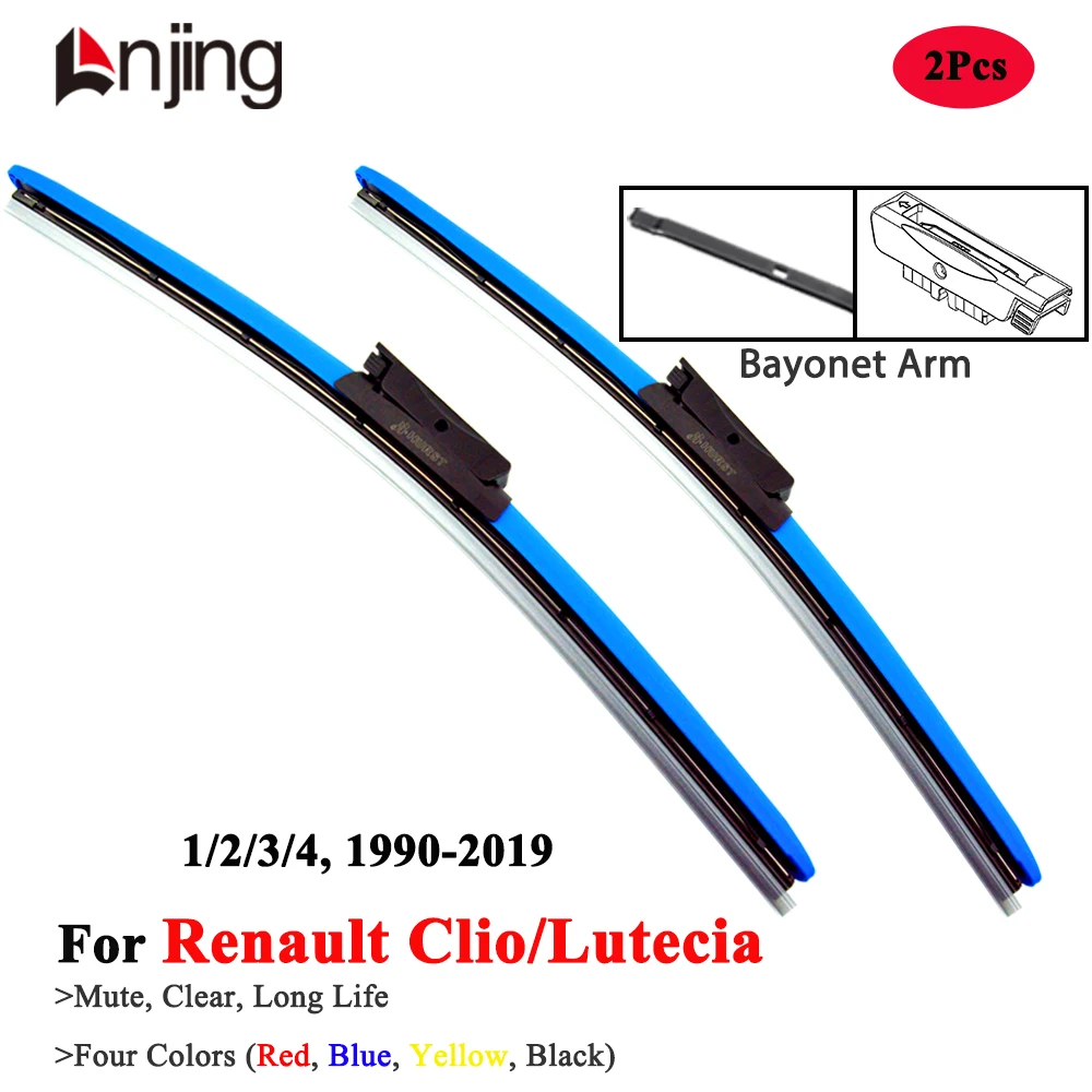 

LNJING Colorful Wiper Blades For Renault Clio 2 3 Grandtour Lutecia 2005 2008 2010 2012 2013 2016 2017 2018 2020 Car Accessories