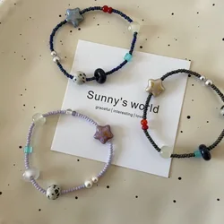Fashion Handmade Charm Bracelet Kawaii Star Y2k Bead Chain Jewelry Bracelet Cute Hand Chains Accessories Love Beads Gifts