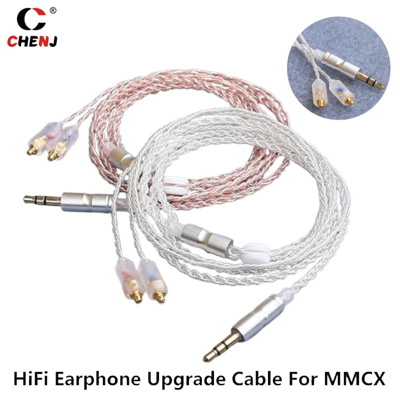 1pcs HiFi Earphone Upgrade Cable MMCX 3.5mm 1.2m Silver Plated Core Cable For Sennheiser IE200/IE300/IE600/IE900/AKG N5005/N30