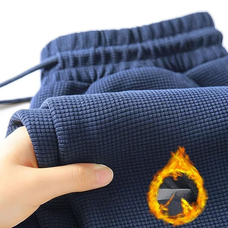 

Мужские брюки свободного кроя с флисовой подкладкой, износостойкие повседневные спортивные брюки, осенне-зимние утепленные молодежные брюки