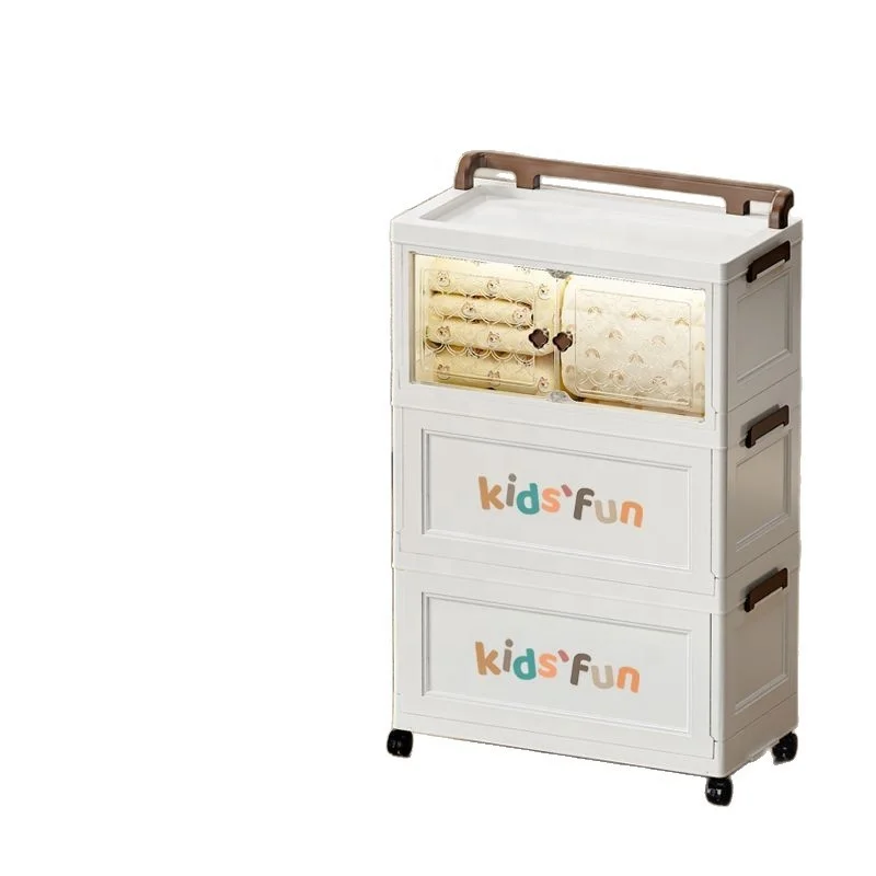 

Modern Foldable Kids Wardrobe AX-33855HH 80L 120L Installation-Free Baby Closet PP Plastic Storage