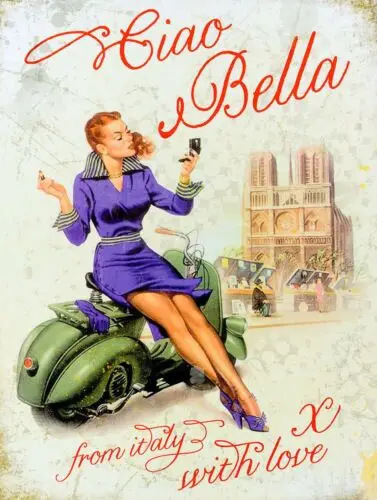 FROM ITALY WITH LOVE, PIN UP Retro Metal Plaque/Sign, Pub, Bar, Man Cave, tin sign