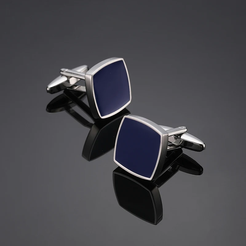 Copper material square blue enamel cufflinks Fashion men\'s French shirt cufflinks Wedding clothing accessories wholesale