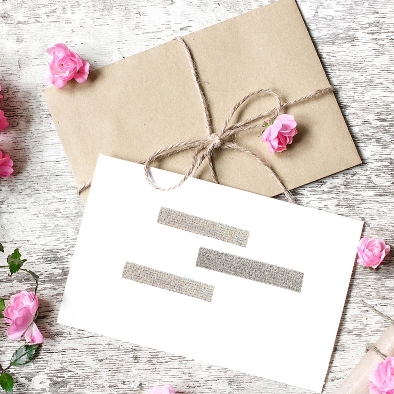 

2 Rolls Rhinestone Band Self Adhesive Lightweight Portable Craft Decor Bling Tape Ribbon Stickers Roll