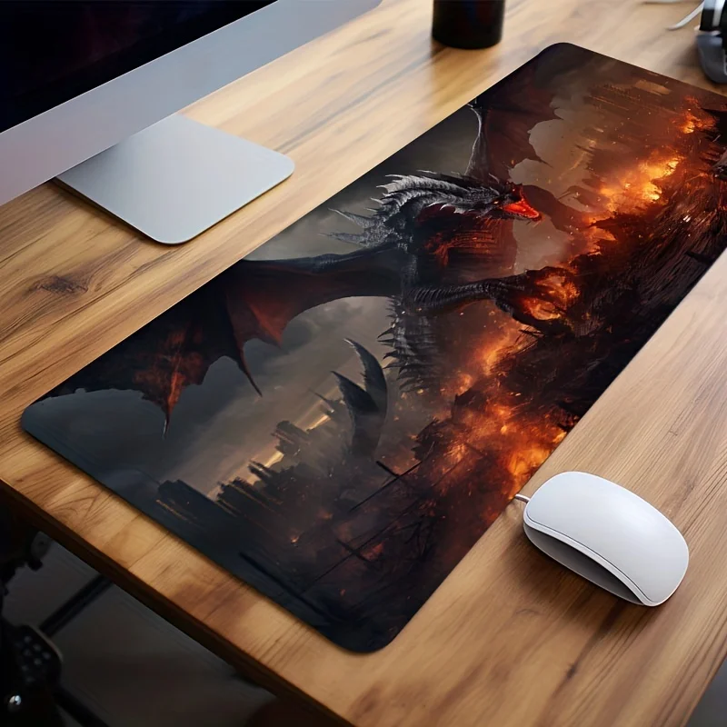 

Cool Black Dragon Aesthetic Large Gaming Mouse Pad Office Desk Mat Computer Keyboard Pad Non-slip Office Desk Decor Accessories