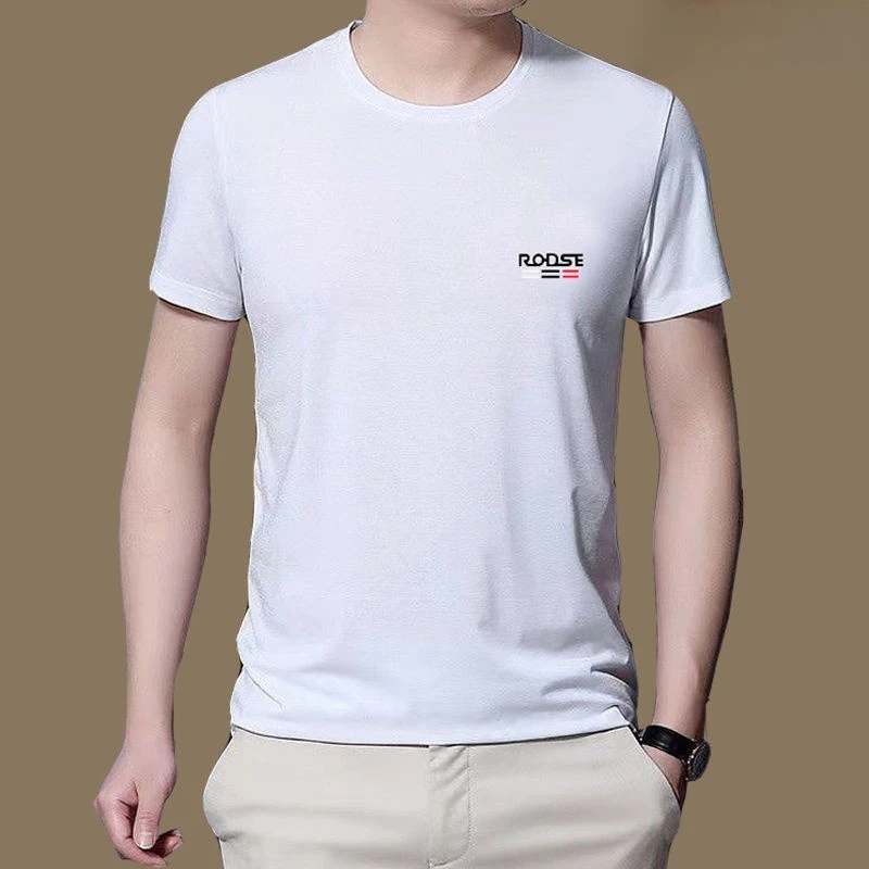 2022 Business Men's T Shirt Pure Color Quick Dry Slim Short Sleeved T-Shirt Male Round Neck Basic Top embroidery Bottoming Shirt