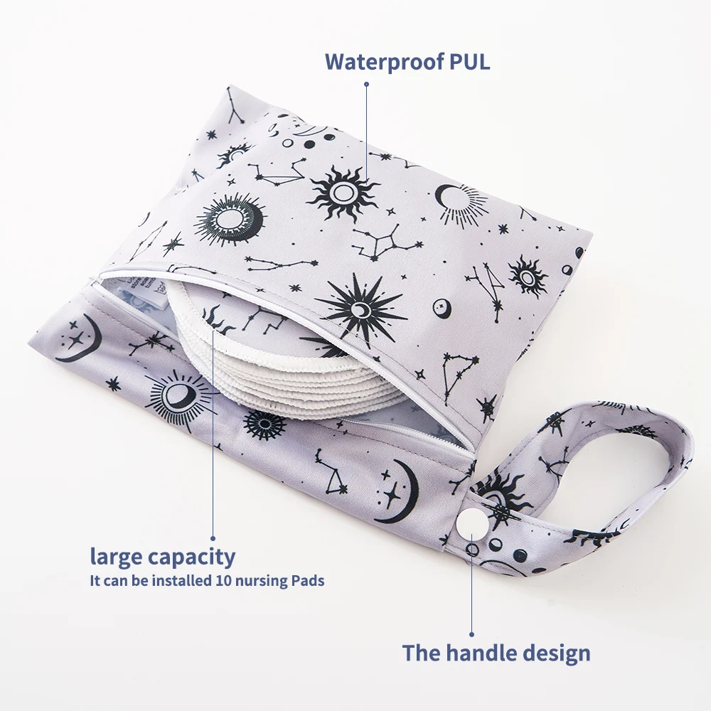 10PCS Recycled Waterproof Nursing Pad With 1 Wash Bag Set Absorbent Microfiber Inside Dry Fast Suede Cloth