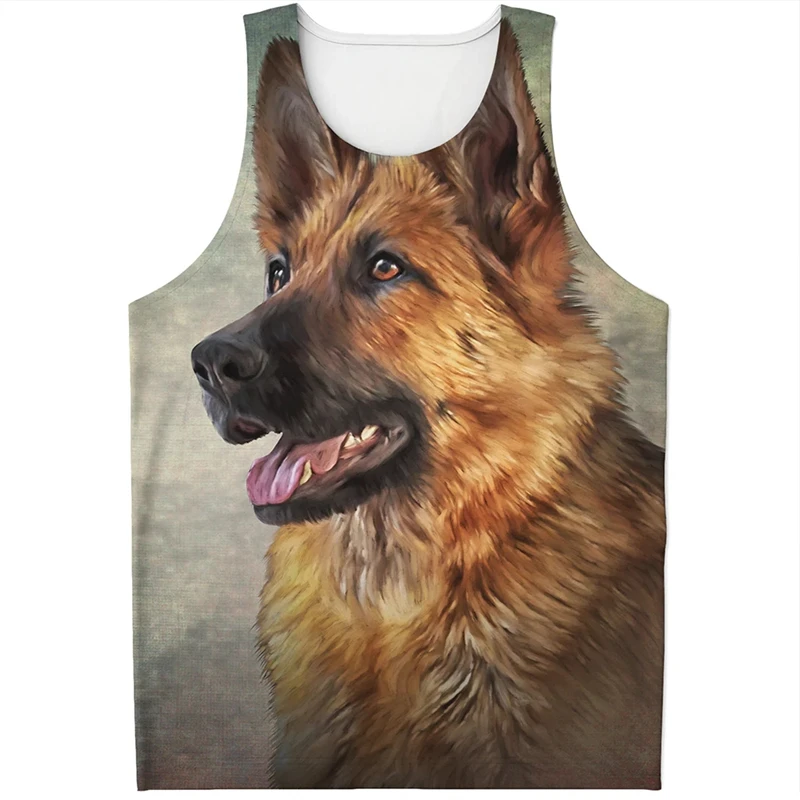 2024 Fashion Animal Pattern Vest Unisex Fitness Mens Tank Top Sleeveless Funny Dog Print Undershirt Summer Streetwear Shirt Top