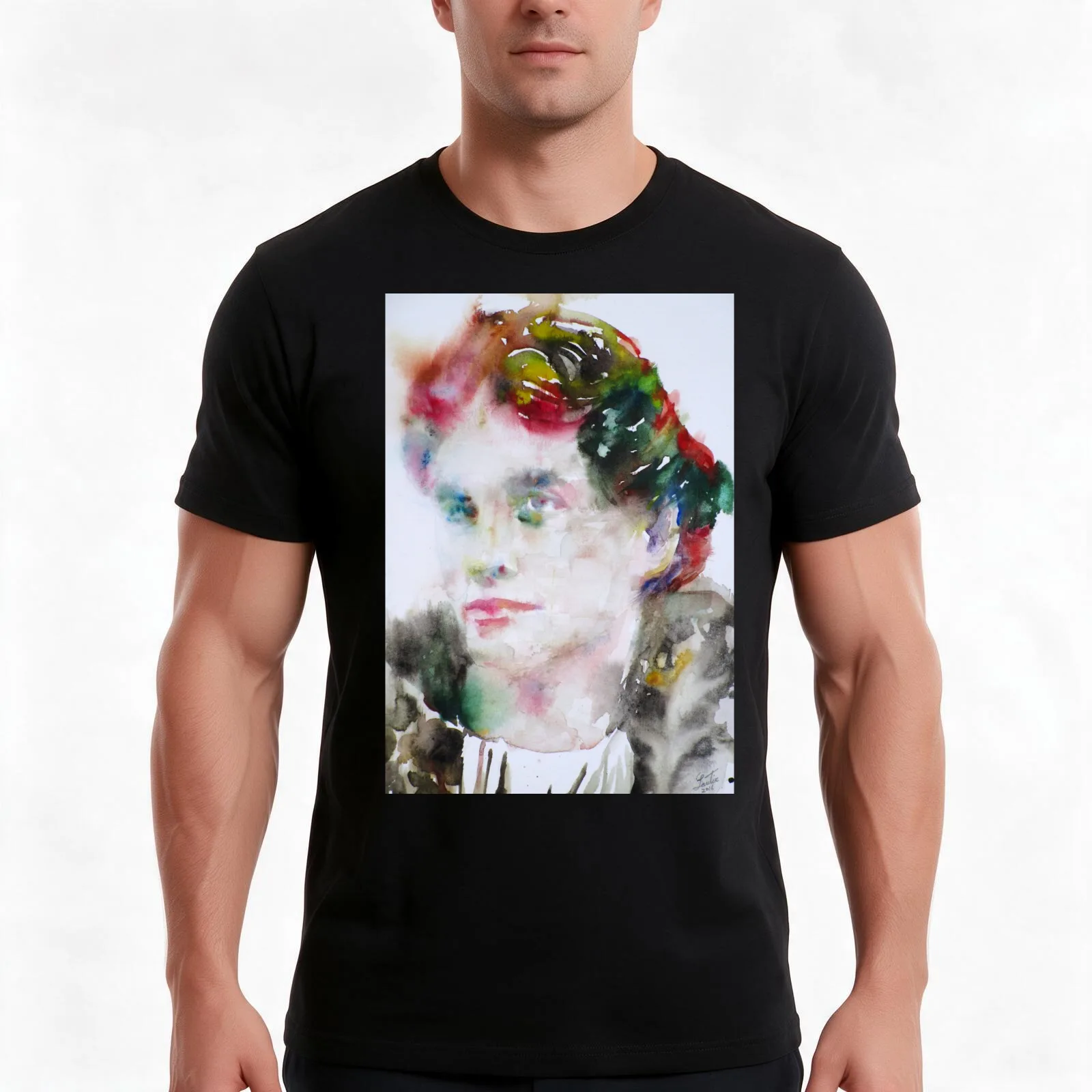 LOU ANDREAS-SALOME - watercolor portrait T-Shirt, Summer Casual Cotton Tee, Oversized Streetwear Tops, Vintage Graphic Print