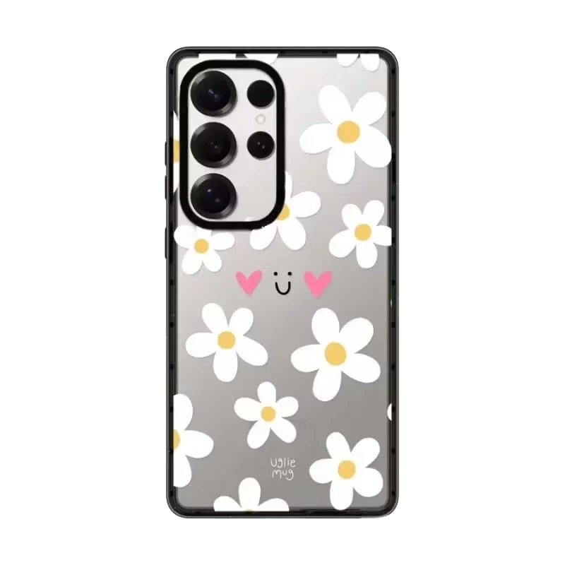 Cute Smiling Flower Acrylic Magnetic Case: Compatible with Samsung Galaxy S23 U S24U S25 S26 Ultra S25+ S26 Plus Shell